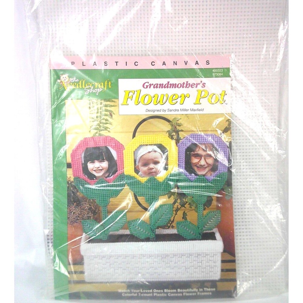 The Needlecraft Shop Plastic Canvas Kit Grandmother's Flower Pot 400323 New